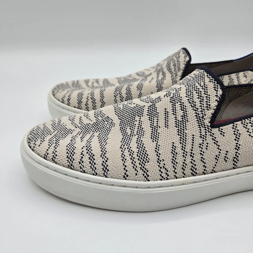 Rothy's The Sneaker Maritime Tiger Slip On Shoes Gray Stripe Women's Size 8.5
